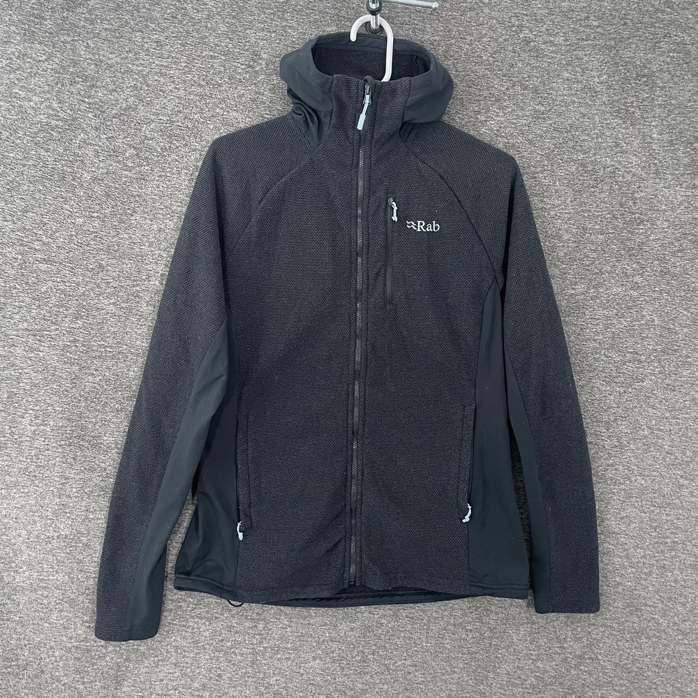 Rab Capacitor Hoody Jacket Womens Large Gray Fleece Full Zip Hooded Hiking Warm